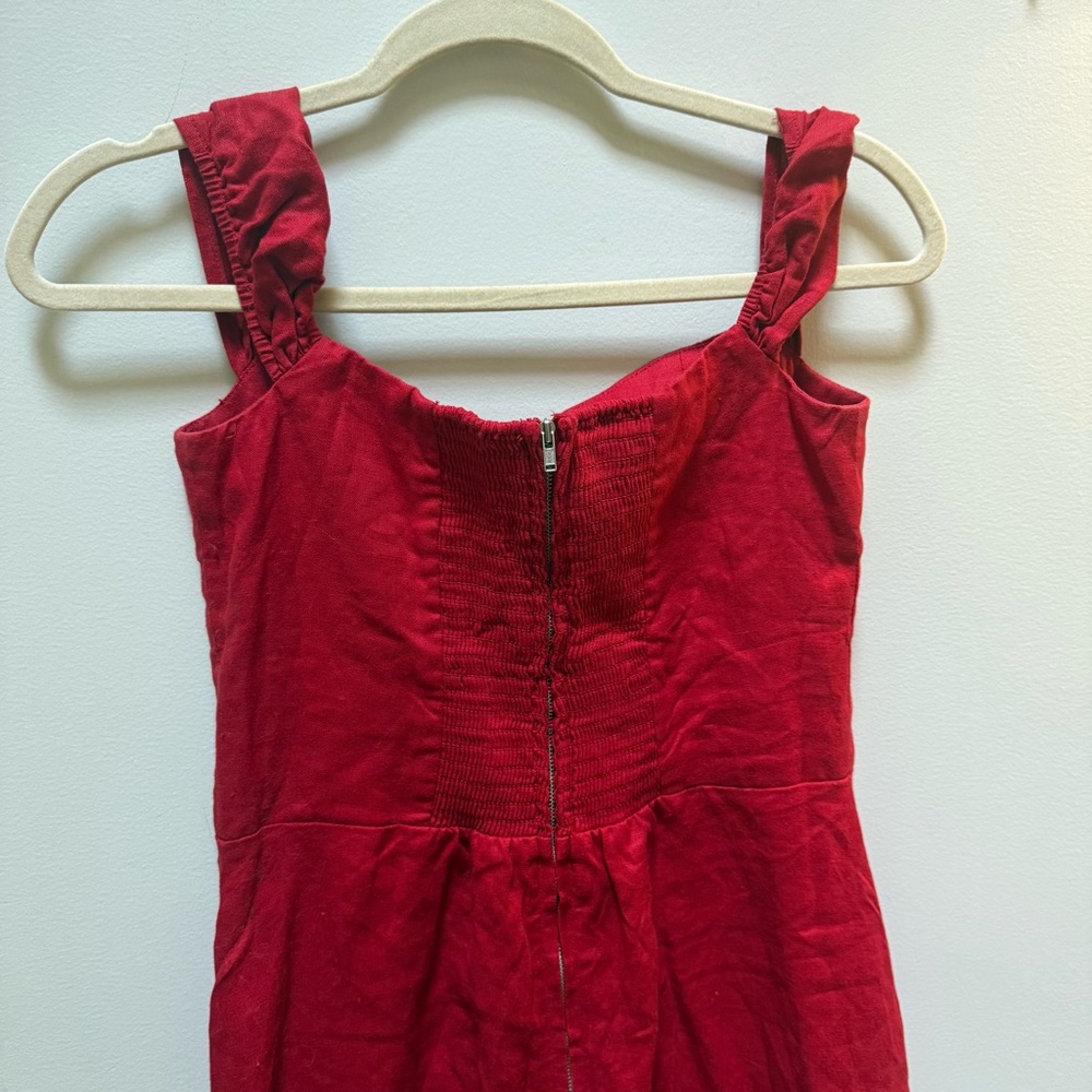 💫SALE Reformation Bridgton Linen Midi Dress Off Shoulder - Picture 11 of 14
